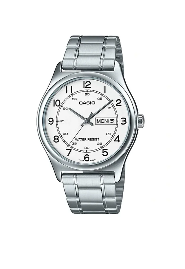 Ceas barbatesc,  MTP-V006D-7B2UDF, Quartz, Casual, Cristal mineral, Otel, Alb/Argintiu, 38 mm