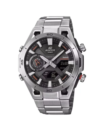 Ceas barbatesc  ECB-2300D-1AEF, bratara din otel inoxidabil, mecanism solar, rezistent la apa 100m, cadran negru, 46x11mm