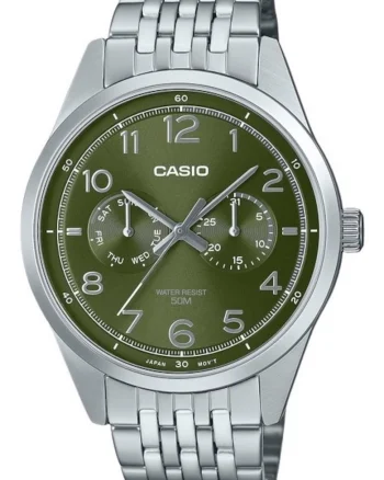 Ceas barbatesc  analog, cadran verde, bratara din otel inoxidabil, 41.50x08.80mm, rezistent la apa 50m