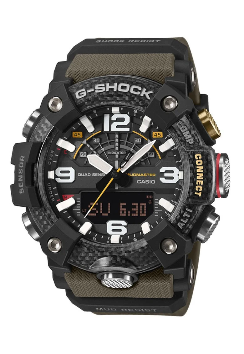 Ceas barbati  Mudmaster Bluetooth, caracteristici multiple, culoare khaki, dimensiuni 10x10x10cm