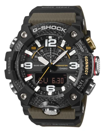 Ceas barbati  Mudmaster Bluetooth, caracteristici multiple, culoare khaki, dimensiuni 10x10x10cm
