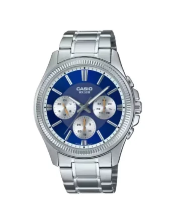 Ceas barbatesc,  DAY DATE MULTIFUNCTION, inox, argintiu/albastru