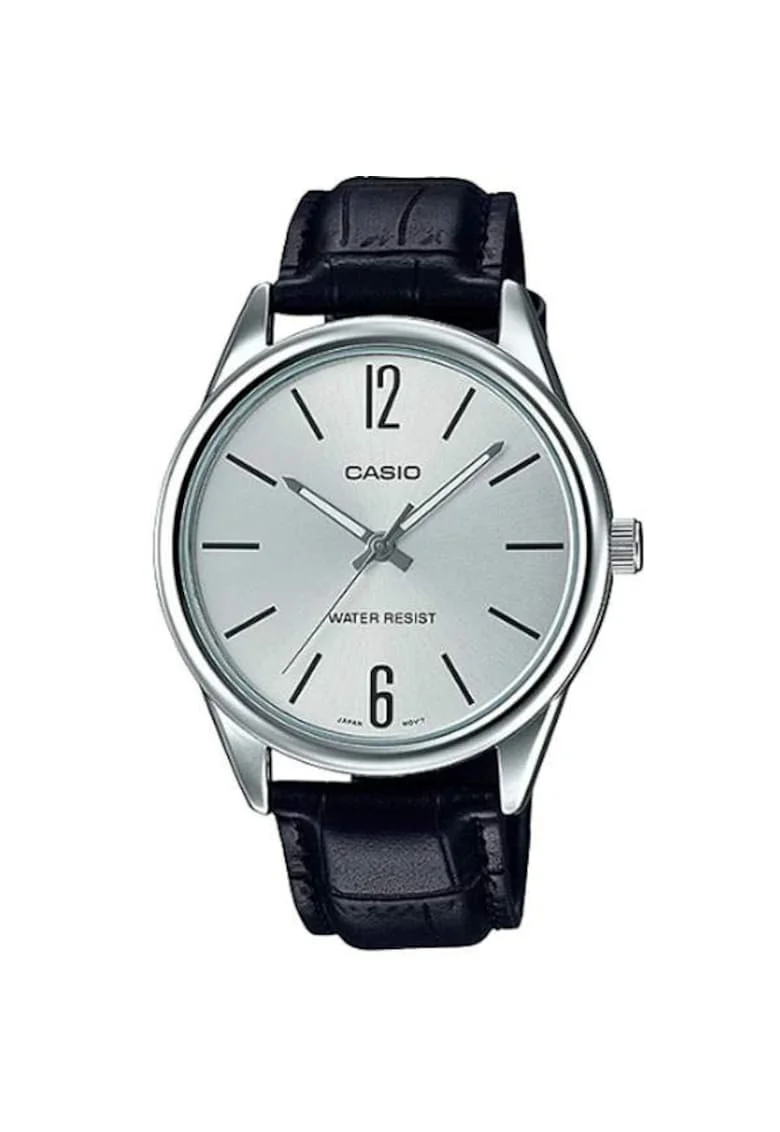 Ceas barbati  MTP-V005L-7BUDF, argintiu, curea piele neagra, 40mm