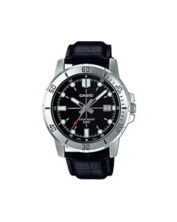 Ceas barbatesc  mecanism quartz, din otel inoxidabil/piele naturala, negru/argintiu