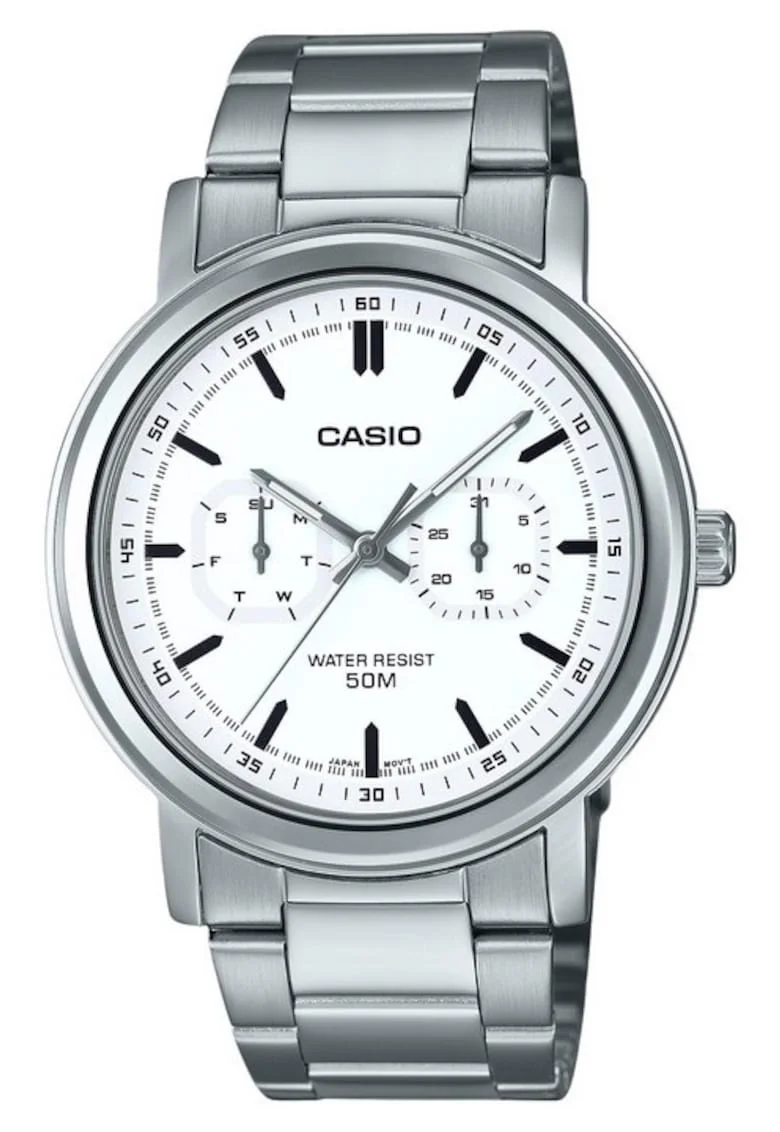 Ceas barbatesc  Standard, afisaj zi si data, luminos, 41x09.3mm, argintiu