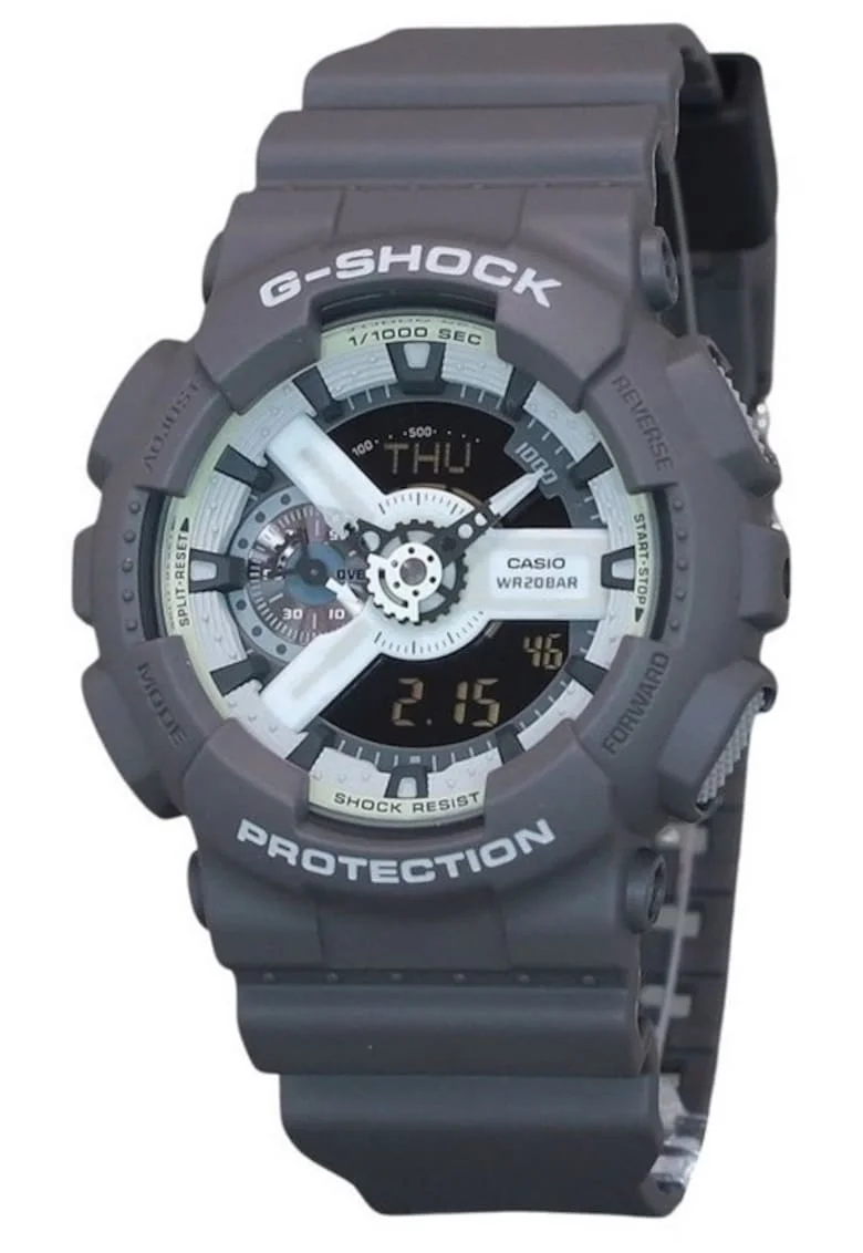 Ceas barbatesc  G-Shock GA-110HD-8A, curea din rasina, display analog-digital, rezistent la apa 200m, 51.2x16.9mm, cadran gri