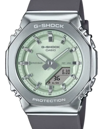 Ceas  G-SHOCK GM-S2110-3AER, analog-digital, verde, curea cauciuc gri, rezistent la apa 200m