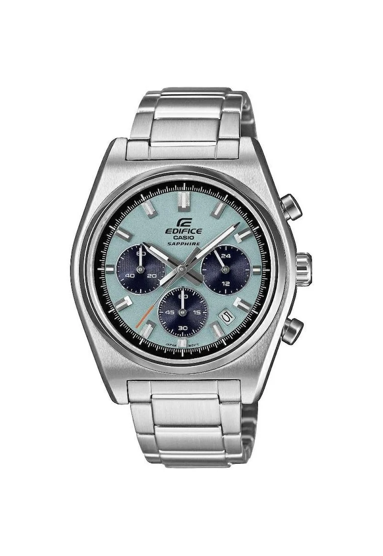 Ceas  Edifice Cronograf, EFB-730D-2BVUEF, carcasa inox, 40mm, bratara inox argintiu, cadran bleu