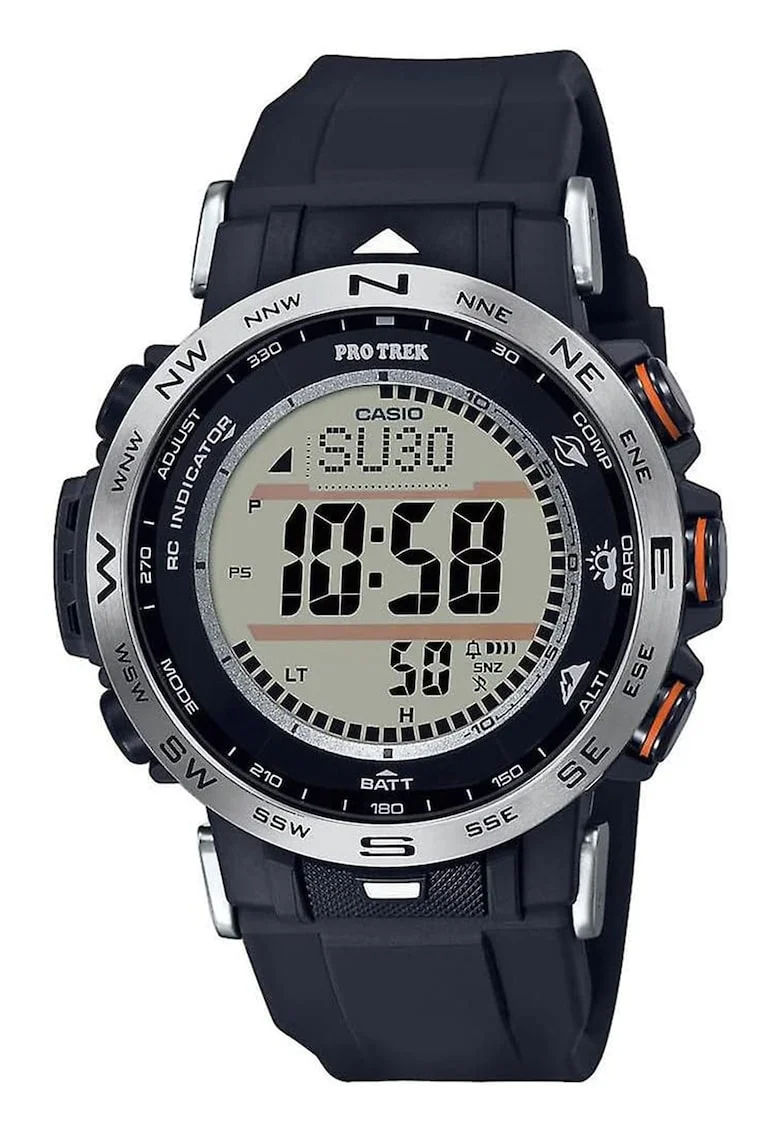 Ceas digital cu incarcare solara Pro Trek, Argintiu/Bleumarin