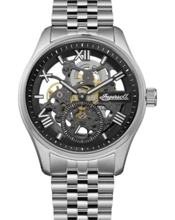 Ceas de barbat  I17403 clasic din otel cu mecanism de tip skeleton