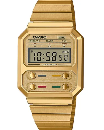 Ceas unisex digital dreptunghiular, Auriu