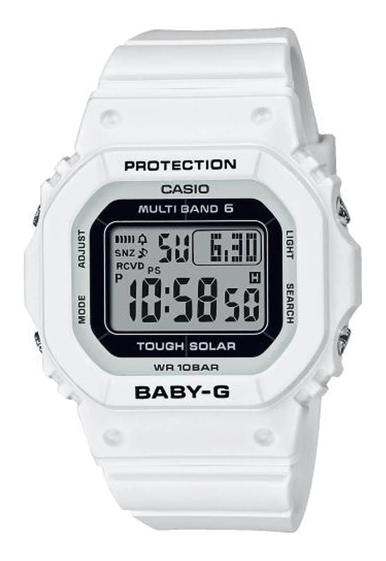 Ceas digital Baby G, Alb optic