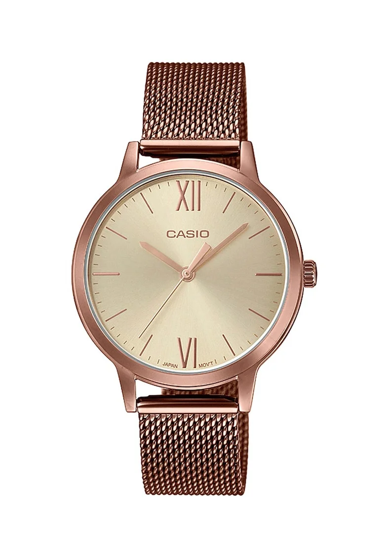 Ceas cu bratara cu aspect plasa, Auriu rose