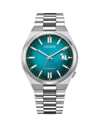 Ceas analog automatic Argintiu, Turcoaz