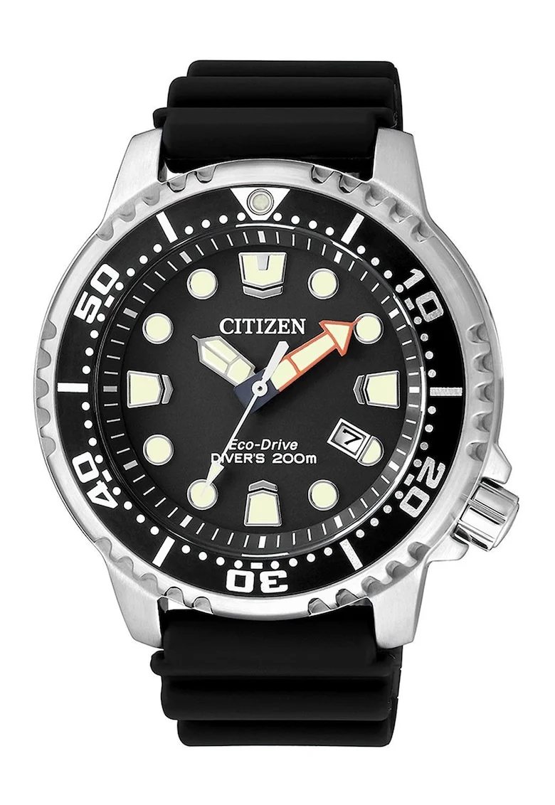 Ceas analog cu o curea de cauciuc, Negru/Silver