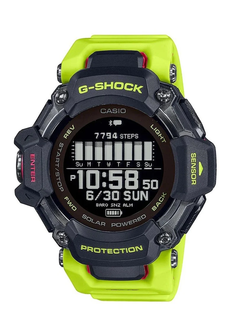 Ceas digital cu incarcare solara G-Shock, Negru/Verde lime