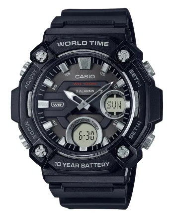 Ceas analog si digital cu functii multiple, Negru