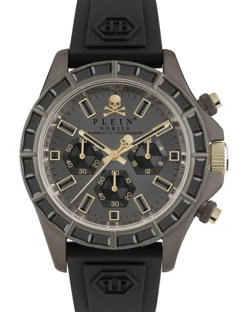 Ceas cronograf unisex cu o curea de silicon, Negru