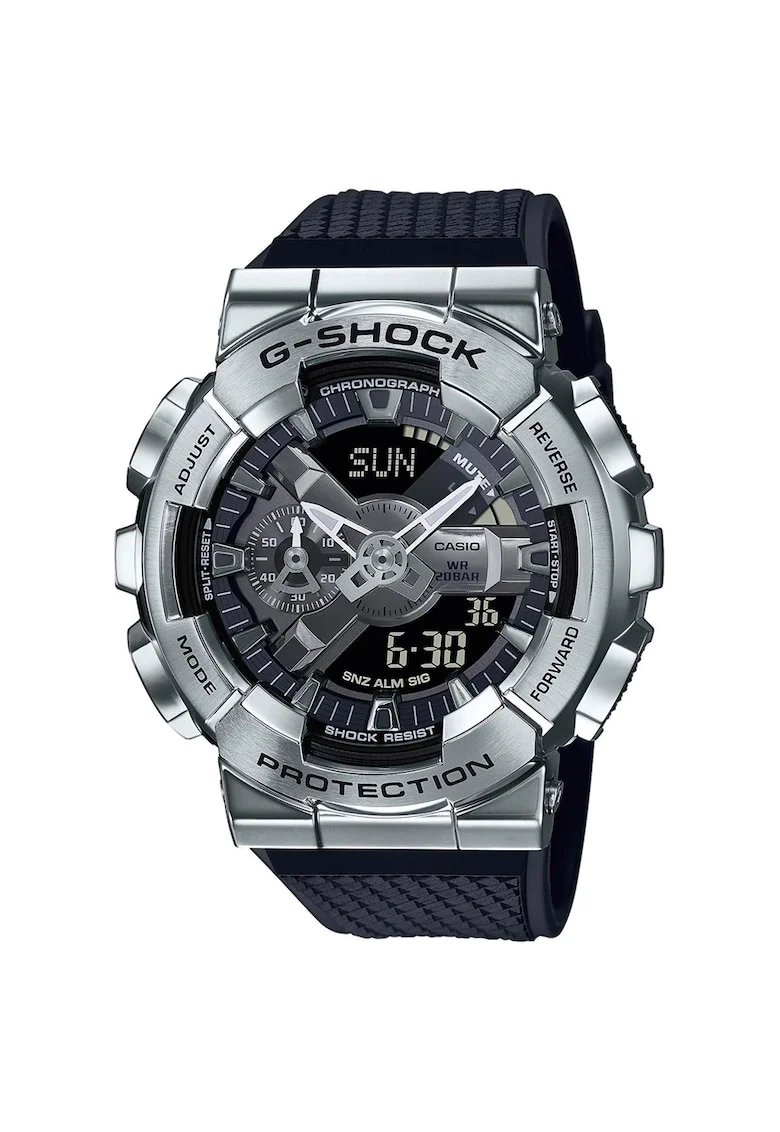 Ceas cronograf digital-analog rezistent la socuri G-Shock, Negru/Argintiu