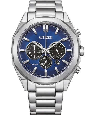 Ceas cronograf din otel inoxidabil Eco-Drive, Argintiu