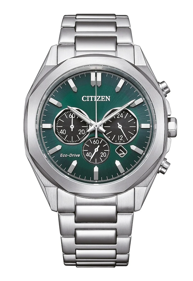Ceas cronograf din otel inoxidabil Eco-Drive, Argintiu