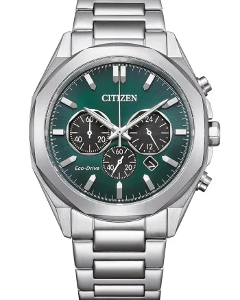 Ceas cronograf din otel inoxidabil Eco-Drive, Argintiu