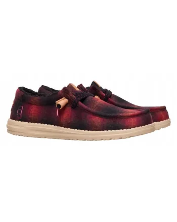 Mocasini Barbati Spuma EVA, Wally Cozy Plaid, Rosu, Visiniu