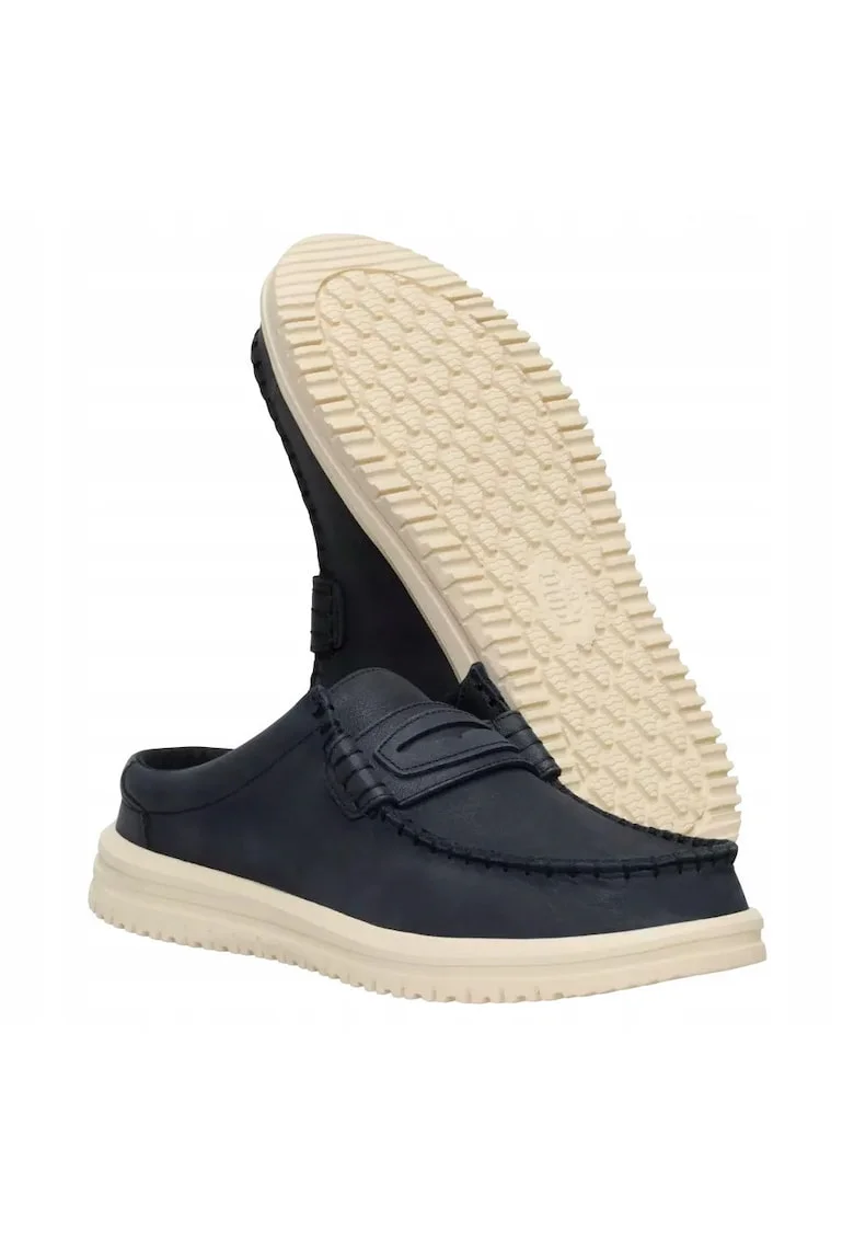 Mocasini Barbati Piele Naturala, Spuma EVA, Wally NXT Mule, Albastru, Negru