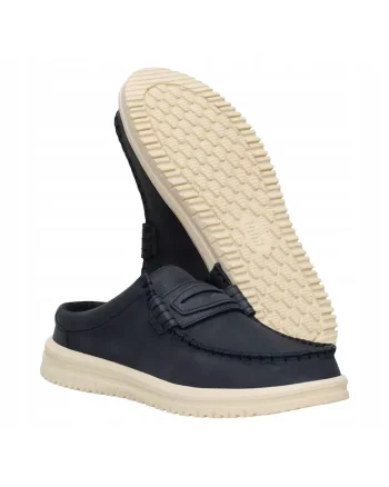 Mocasini Barbati Piele Naturala, Spuma EVA, Wally NXT Mule, Albastru, Negru