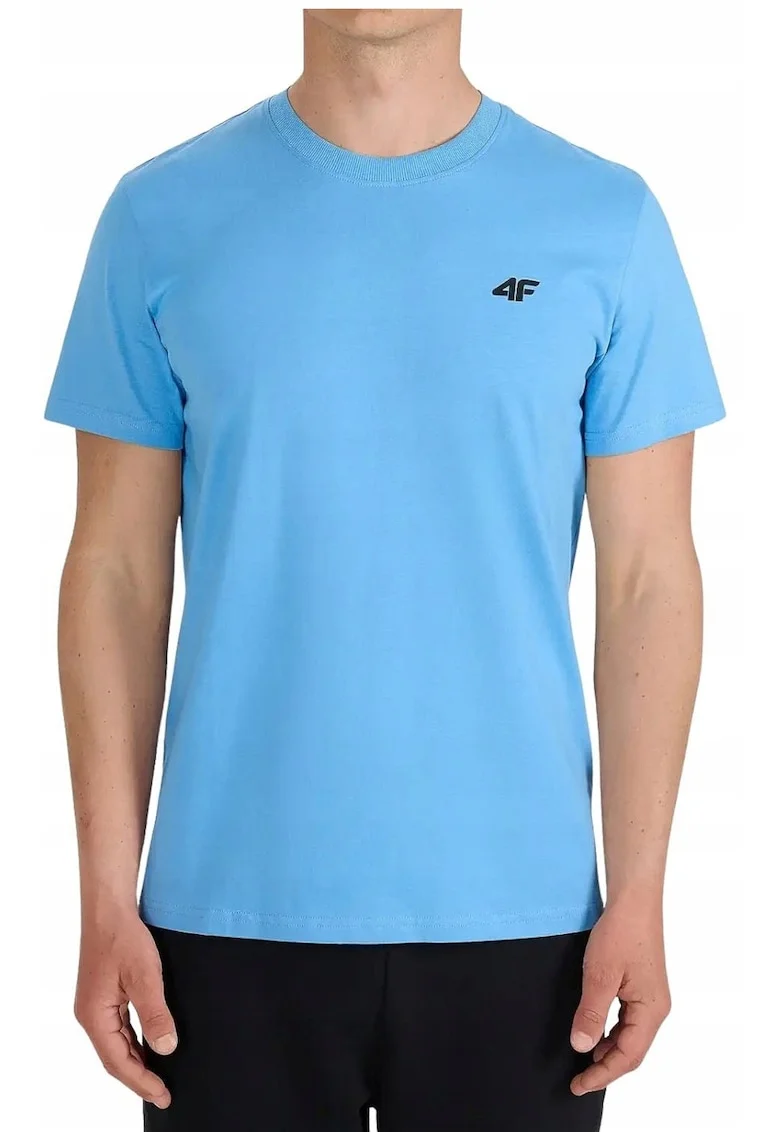 Tricou de bumbac cu logo, Albastru