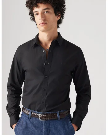 Camasa uni slim fit, Negru