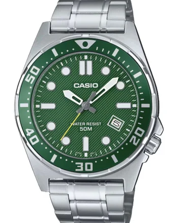 Ceas barbatesc  MTD-135D-3A, mecanism quartz, bratara si carcasa din otel inoxidabil, verde, 44x9mm