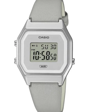Ceas digital cu o curea din piele, Gri deschis