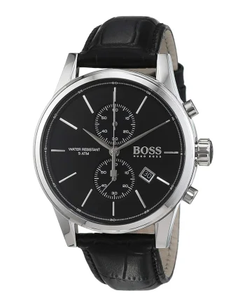 Ceas quartz cu bratara cu aspect piele de crocodil, Negru/Argintiu