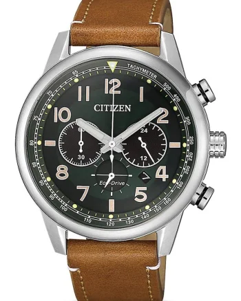 Ceas cronograf Eco-Drive, Argintiu/Maro