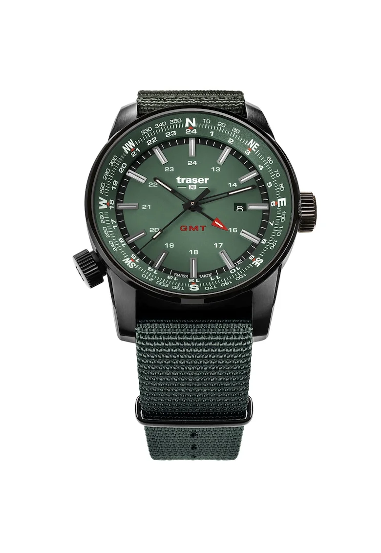 Ceas barbatesc  P68 Pathfinder, 46 mm, 10 ATM, Negru, Verde