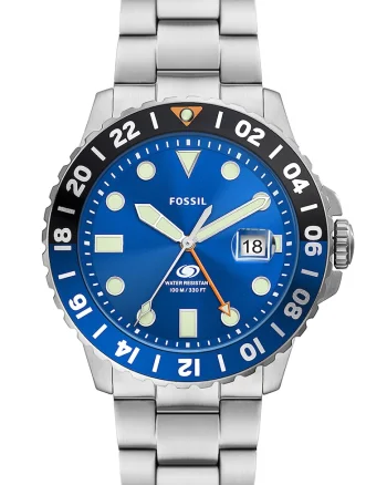 Ceas analog cu bratara metalica GMT, Argintiu