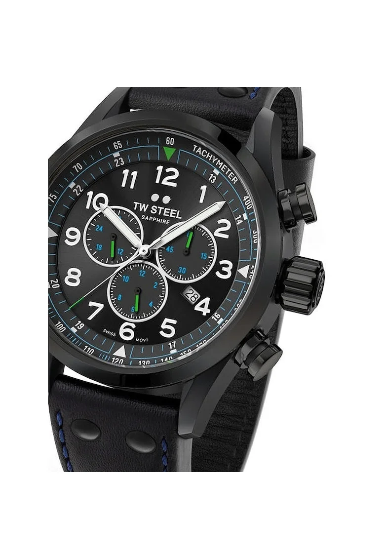 Ceas barbatesc Tw-Steel SVS306, Quartz, 48mm, 10ATM, Negru