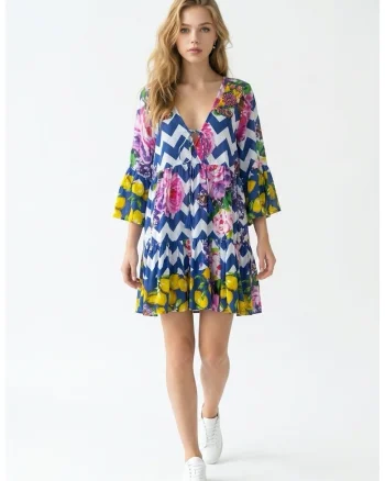 Rochie scurta din bumbac imprimat 11