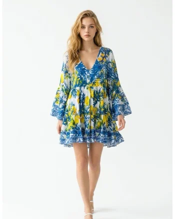 Rochie scurta din bumbac imprimat 12