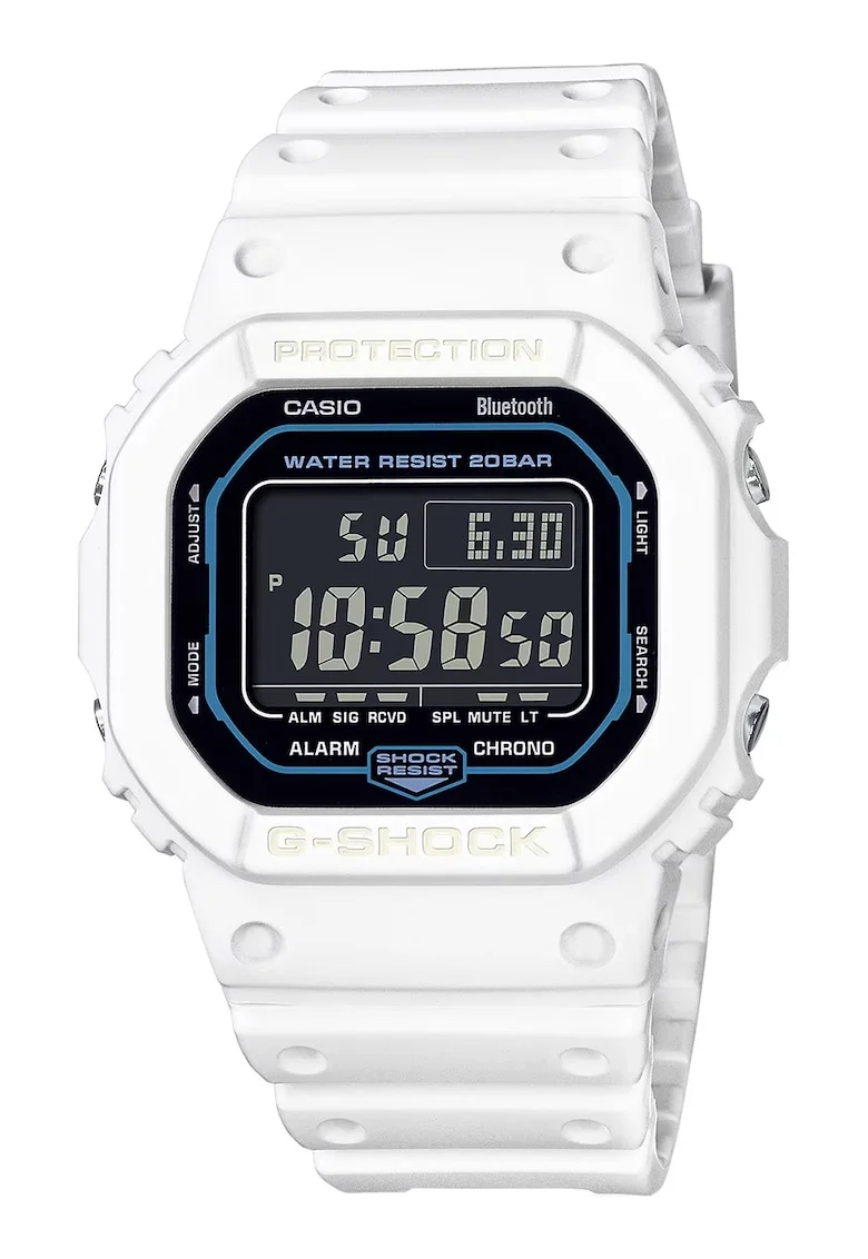 Ceas digital dreptunghiular G-Shock, Negru/Alb optic