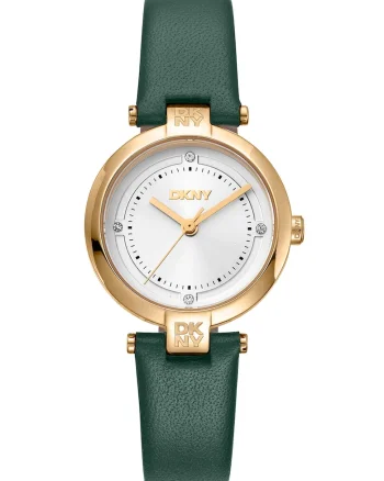 Ceas quartz cu piele, Auriu/Verde englez