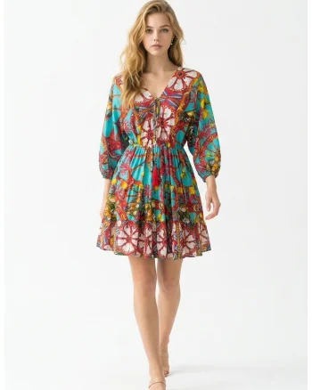 Rochie scurta din bumbac imprimat 13