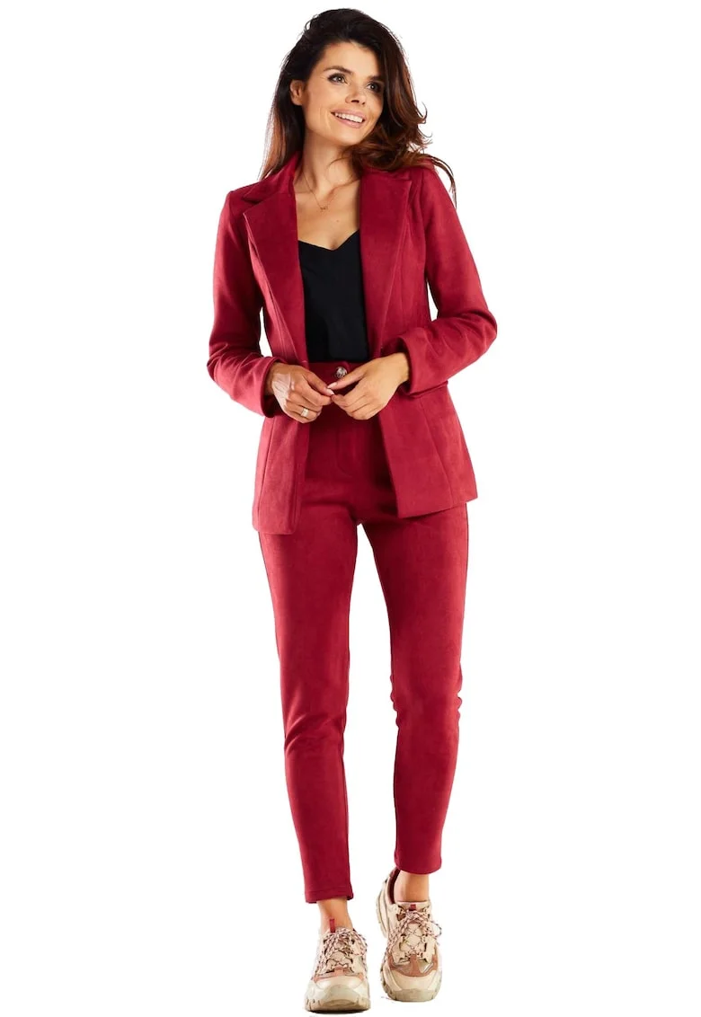 Pantaloni dama, Poliester - 648844, Visiniu