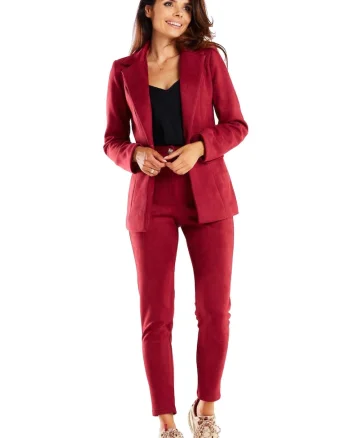 Pantaloni dama, Poliester - 648844, Visiniu