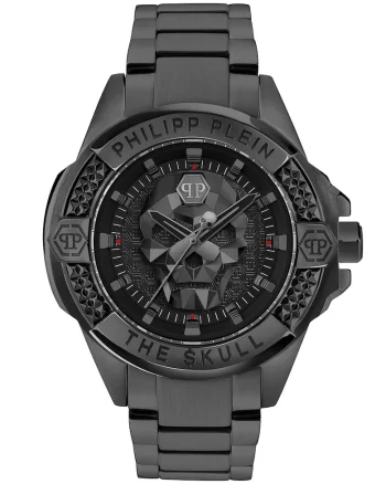 Ceas cu bratara din otel inoxidabil The Skull, Negru