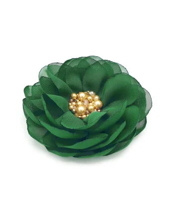 Brosa eleganta floare mare,  Green Floral Charm, voal verde
