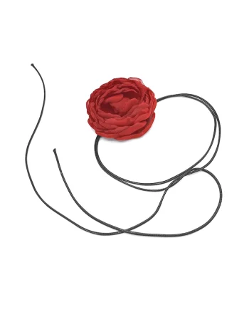 Choker Floare pe snur Fantasy, Rosu