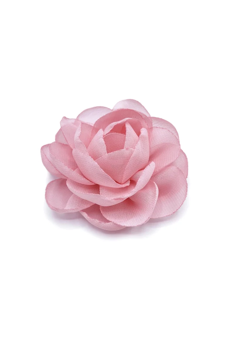 Agrafa par floare trandafir,  Rose, voal rosu corai, Roz deschis