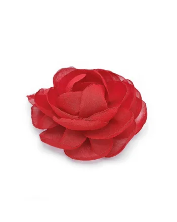 Agrafa par floare trandafir,  Rose, voal rosu corai, Rosu